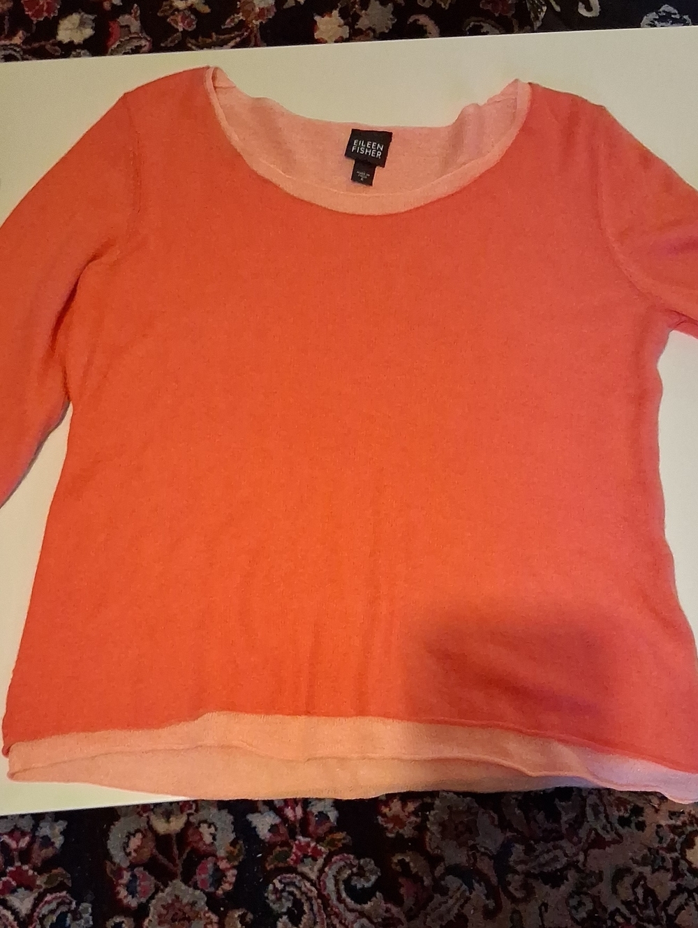 Eileen Fisher Salmon Crew Neck Sweater, Viscose & Wool, Small. EUC. - Picture 8 of 8